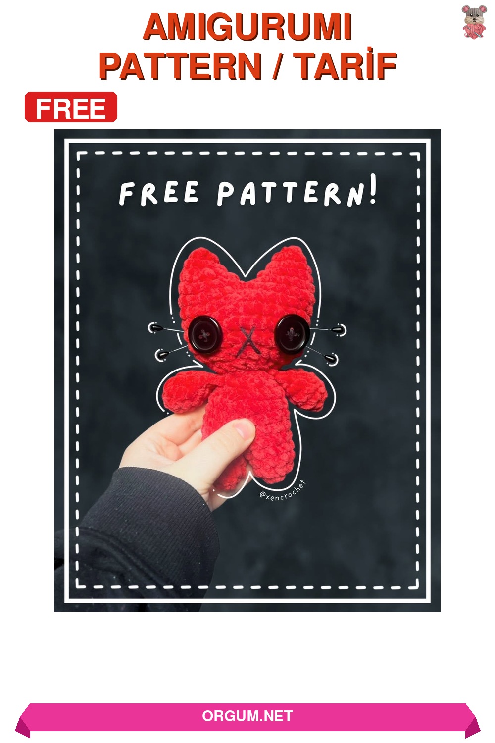Edgy Emo Kedi (Edgy Emo Cat) Amigurumi Tarifi Pin