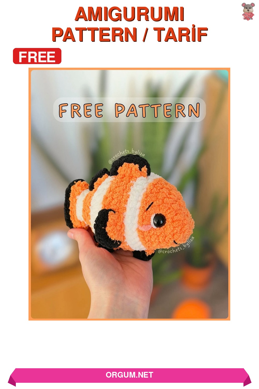 Palyaço Balık Amigurumi Amigurumi Tarifi Pin