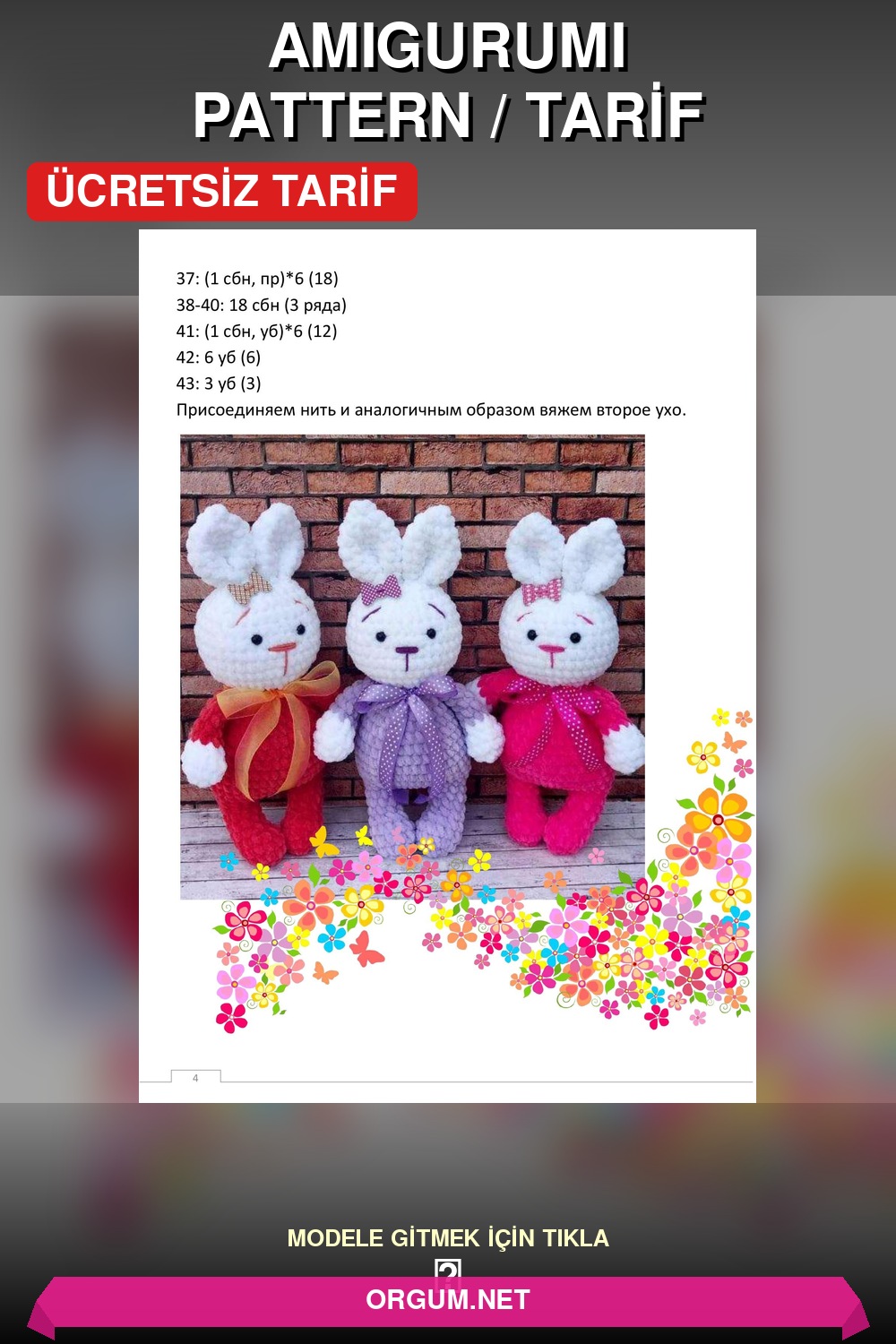 Peluş Tavşanlar Amigurumi Tarifi Pin