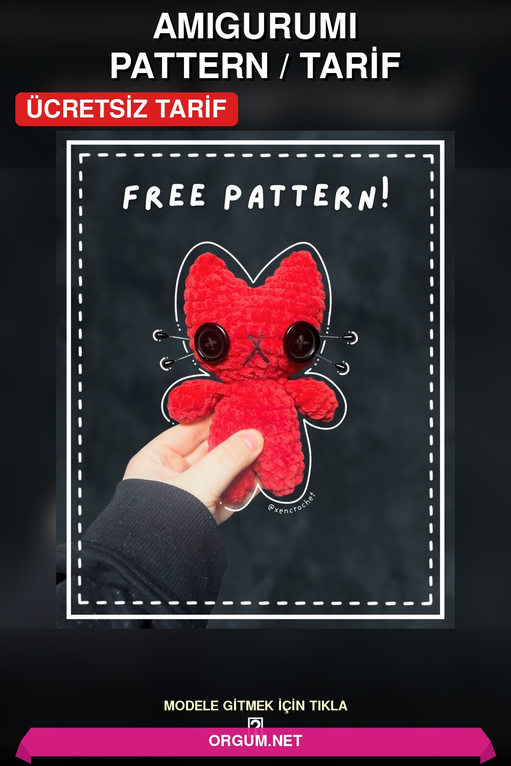Edgy Emo Kedi (Edgy Emo Cat) Amigurumi Tarifi Pin