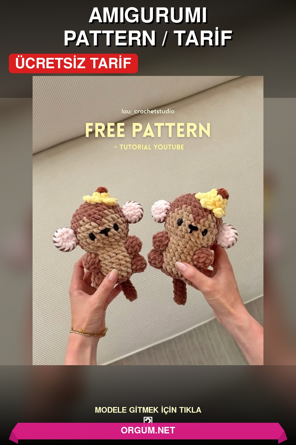 Küçük Maymun Amigurumi (Muzlu) Amigurumi Tarifi Pin