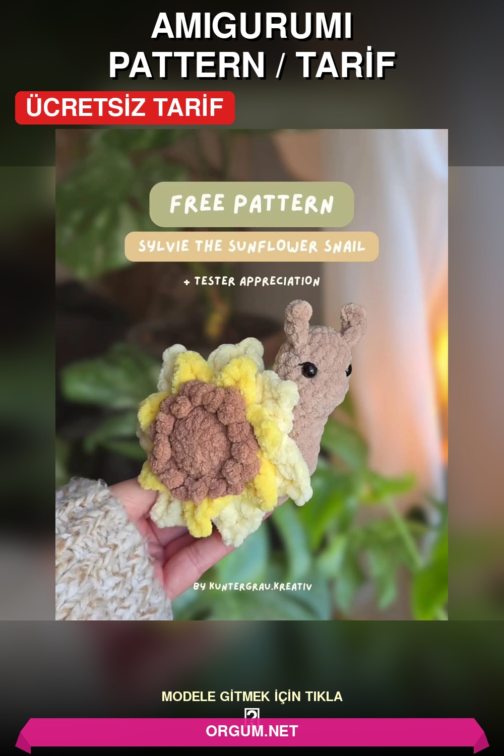 Ayçiçek Salyangozu Sylvie Amigurumi Ücretsiz Türkçe Tarifi 7 Ayçiçek Salyangozu Sylvie Amigurumi Tarifi Pin