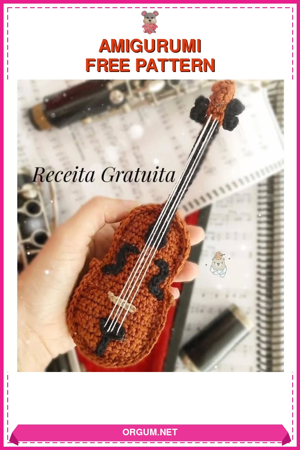 Amigurumi Çello Yapılışı - Ücretsiz Tığ İşi Minyatür Müzik Aleti Tarifi 6 Amigurumi Çello (Violoncelo) Amigurumi Tarifi Pin