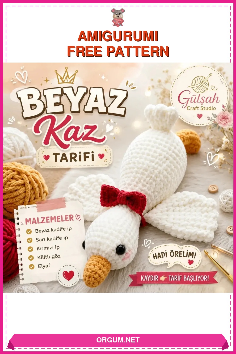 Beyaz Kaz Amigurumi Tarifi Pin