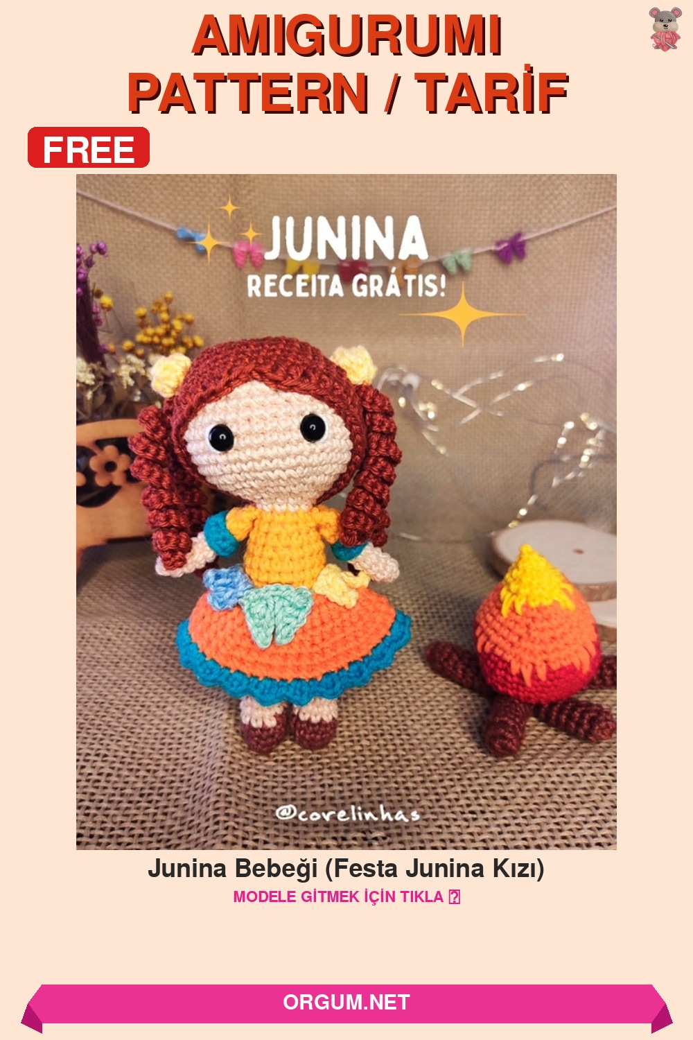 Junina Bebeği (Festa Junina Kızı) Amigurumi Tarifi Pin