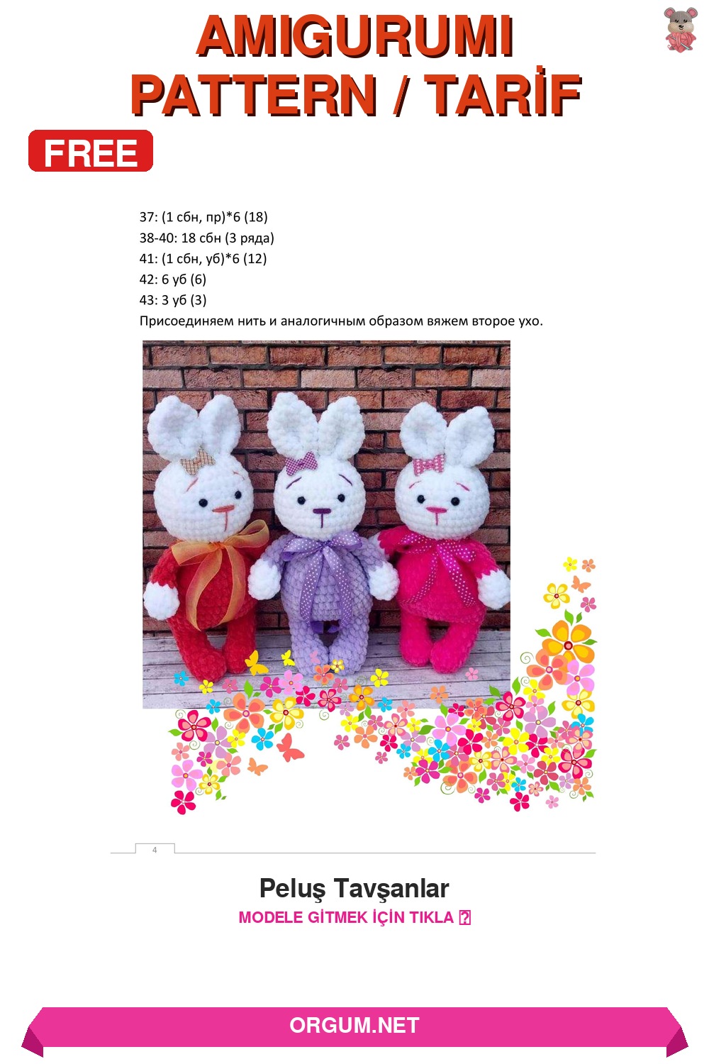 Peluş Tavşanlar Amigurumi Tarifi Pin