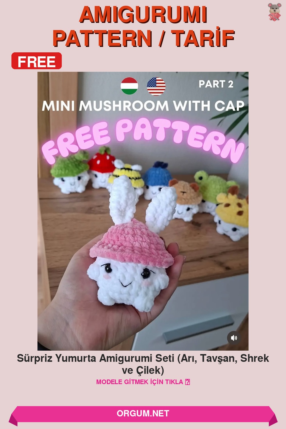 Sürpriz Yumurta Amigurumi Seti: Arı, Tavşan, Shrek Ve Çilek Tarifi 9 Sürpriz Yumurta Amigurumi Seti (Arı, Tavşan, Shrek Ve Çilek) Amigurumi Tarifi Pin