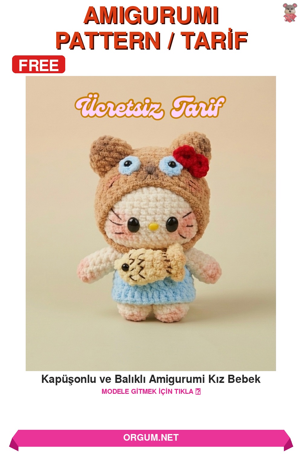 Kapüşonlu Ve Balıklı Amigurumi Kız Bebek Yapılışı - Ücretsiz Tarif 7 Kapüşonlu Ve Balıklı Amigurumi Kız Bebek Amigurumi Tarifi Pin