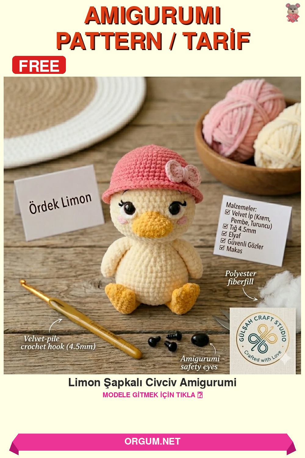 Limon Şapkalı Civciv Amigurumi Amigurumi Tarifi Pin