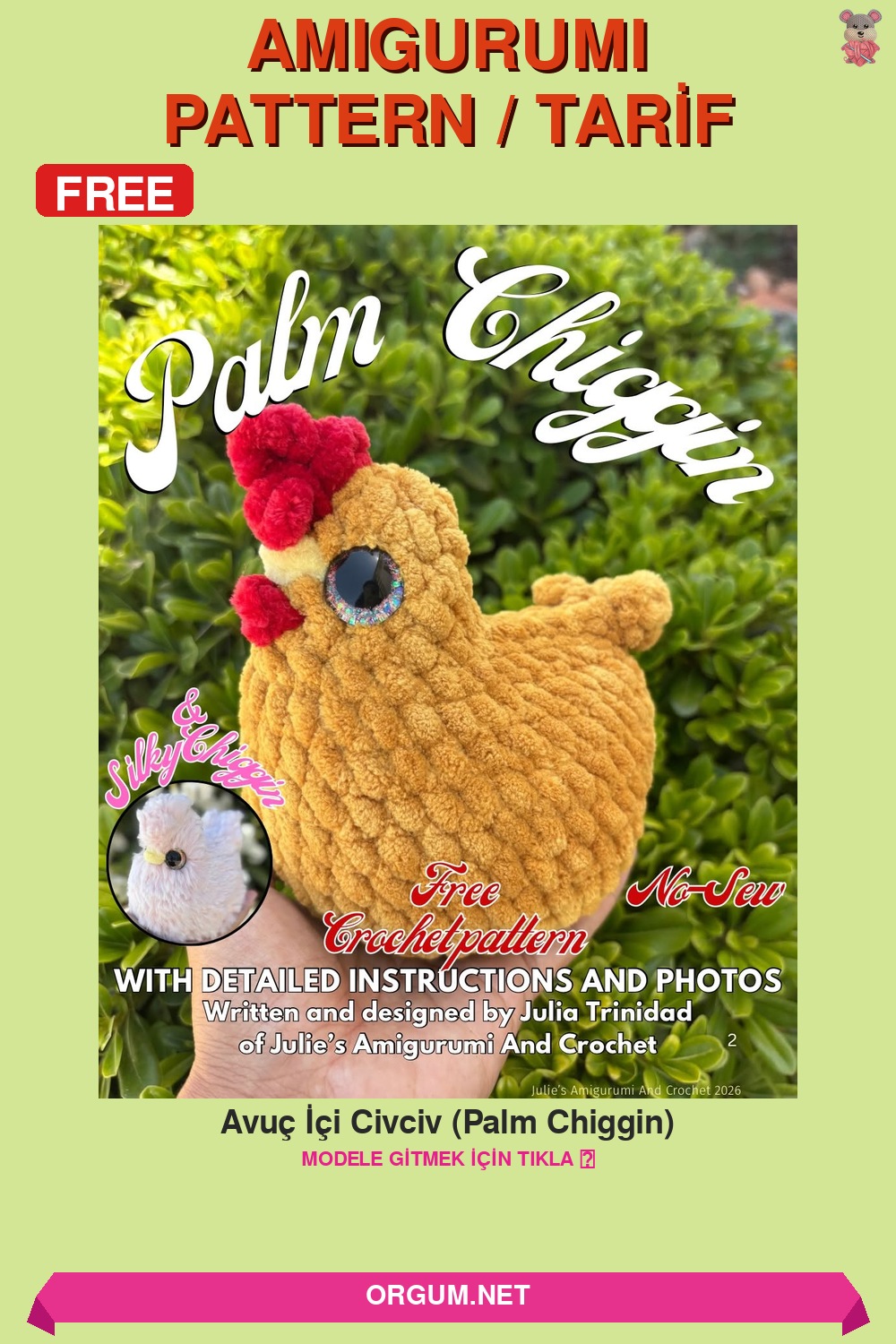 Avuç İçi Civciv (Palm Chiggin) Amigurumi Tarifi Pin