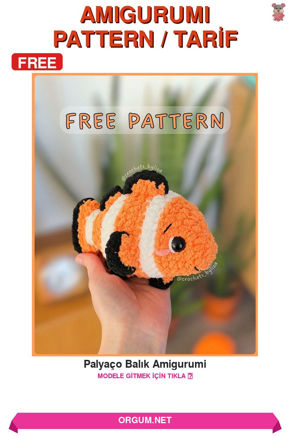 Palyaço Balık Amigurumi Amigurumi Tarifi Pin